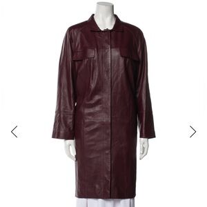 Maison Ullens Burgundy Lamb Leather Long Coat